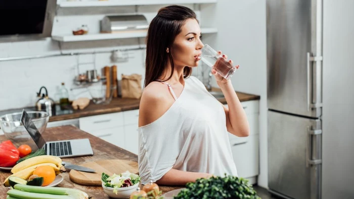 woman drinking water