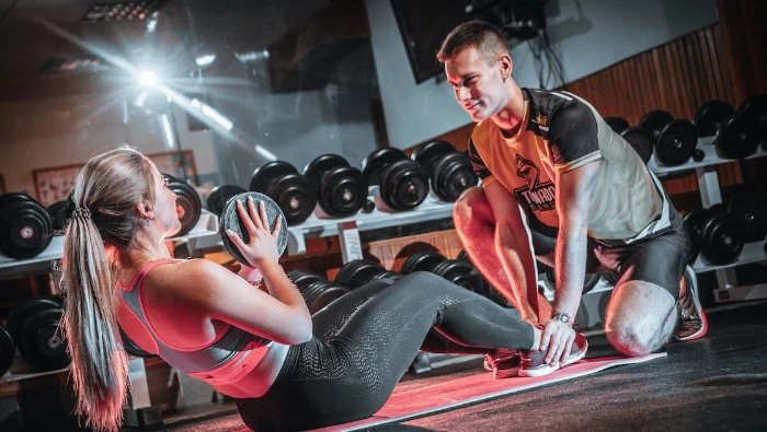 woman training at gym