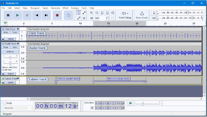 Audacity audio editor interface