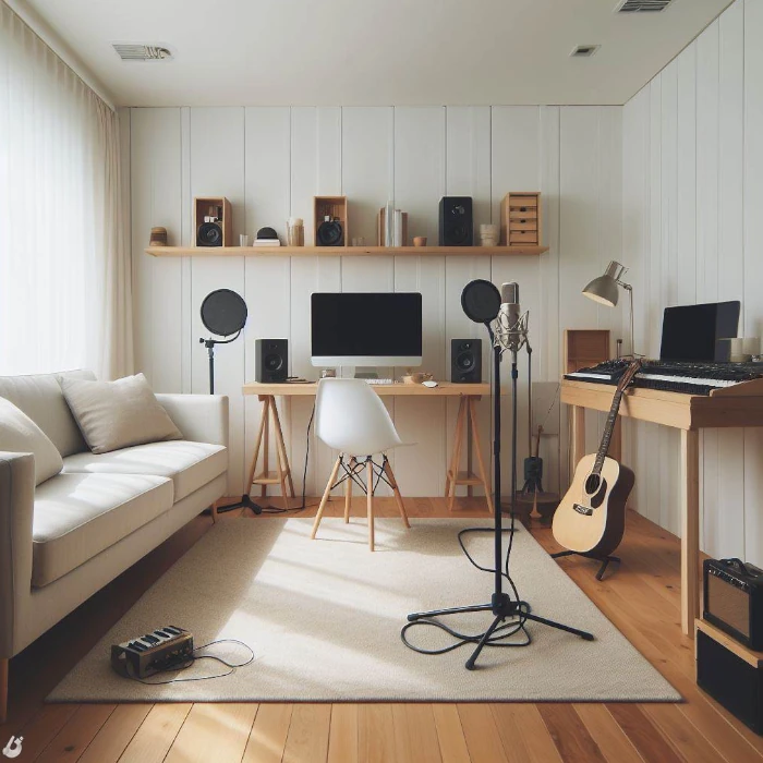 minimalist home recording studio concept