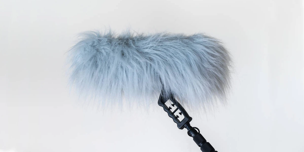 Shotgun Microphone with a fuzzy windscreen