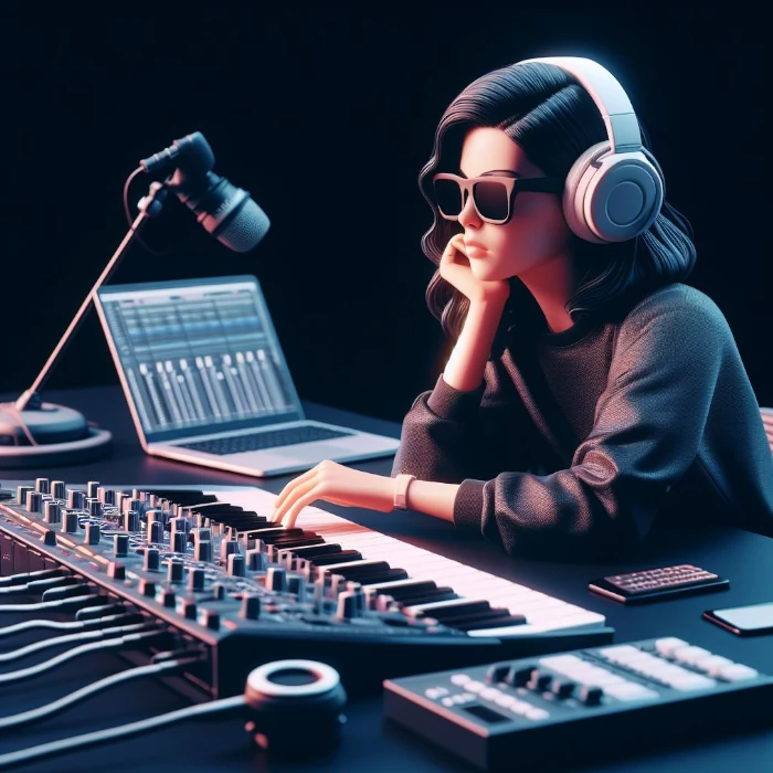woman producing electronic music